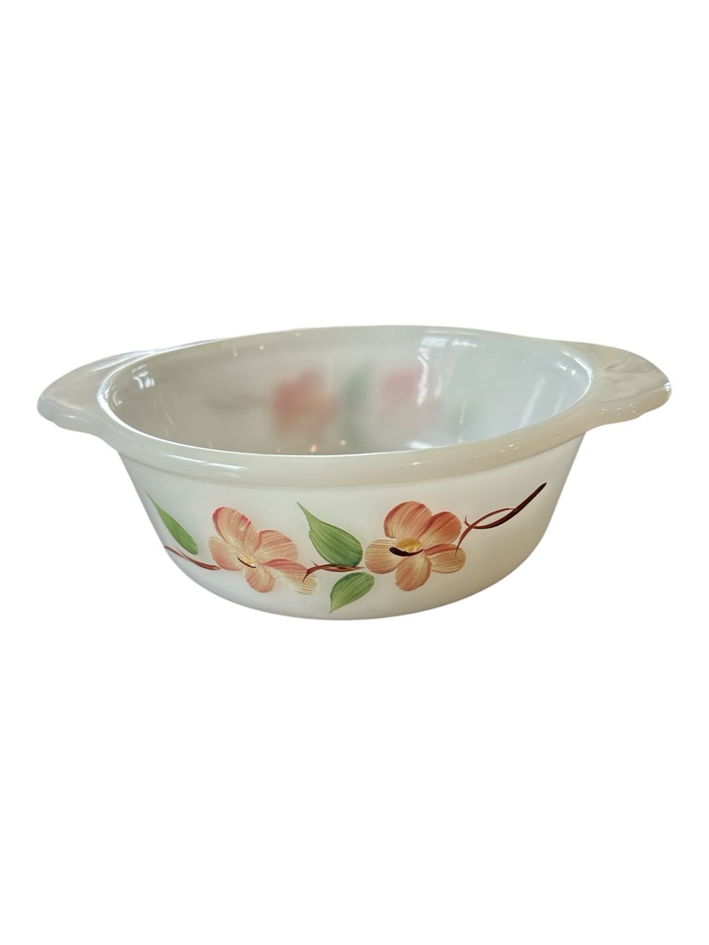 Vintage Anchor Hocking Fire King 445 Small = 1 pt Peach Blossom Dish Made in USA
